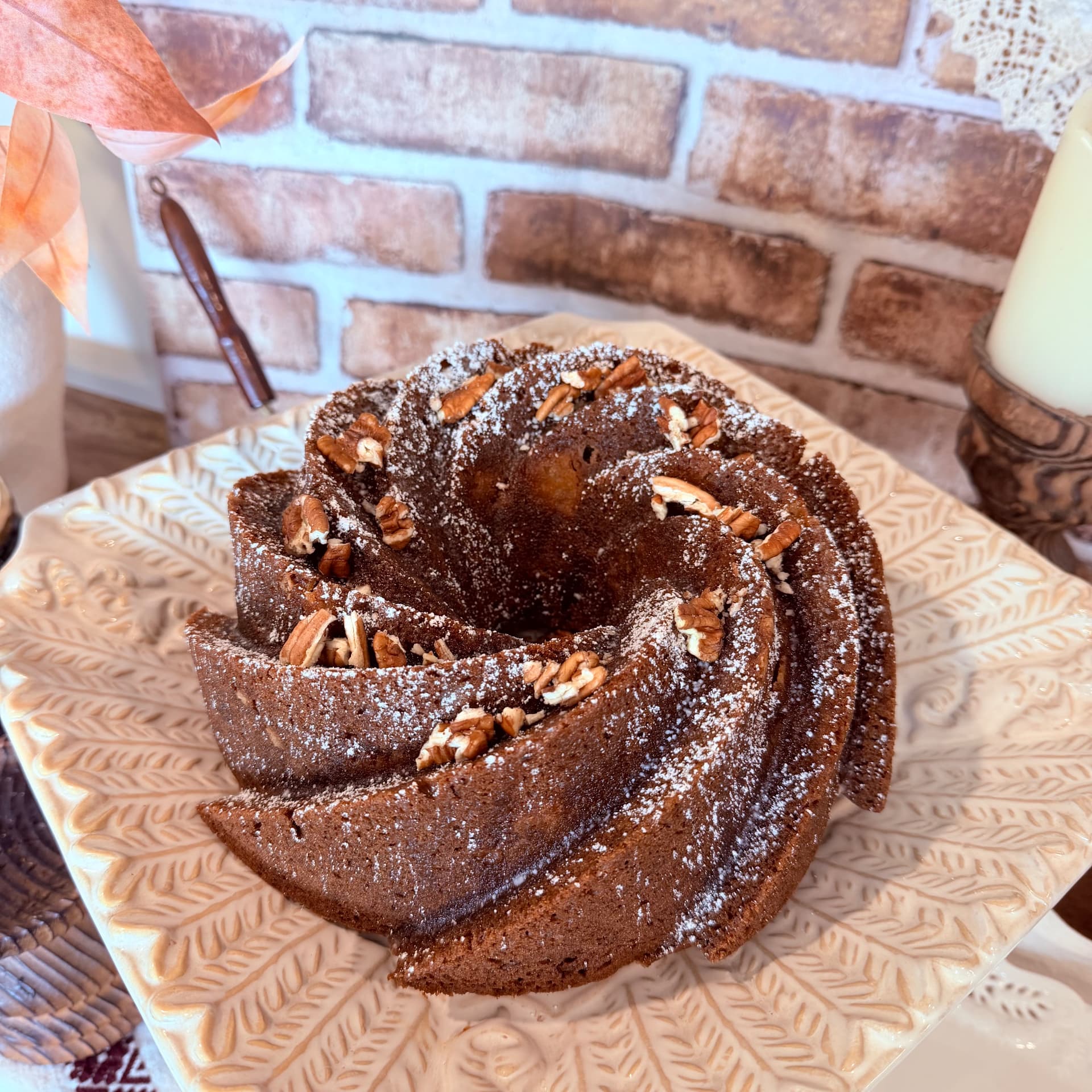 Holiday bundt cake with a delicate glaze — pumpkin apple or pumpkin cranberry bundt cake from Mama Rozi's Bakehouse in LaGrange, KY