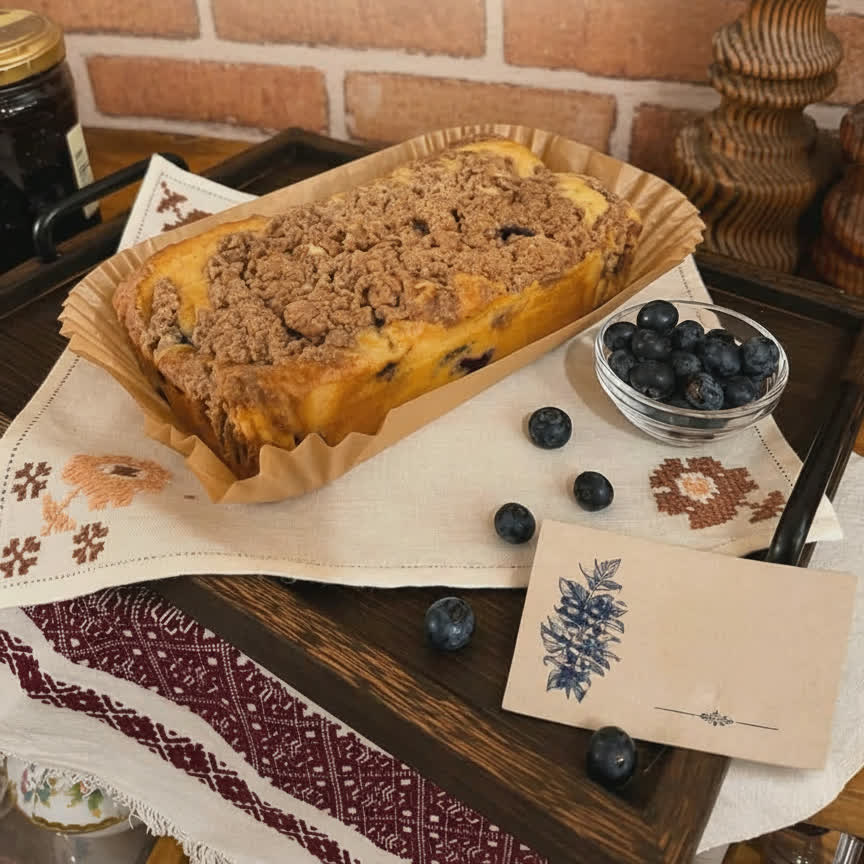 Blueberry streusel tea cake with crumb topping