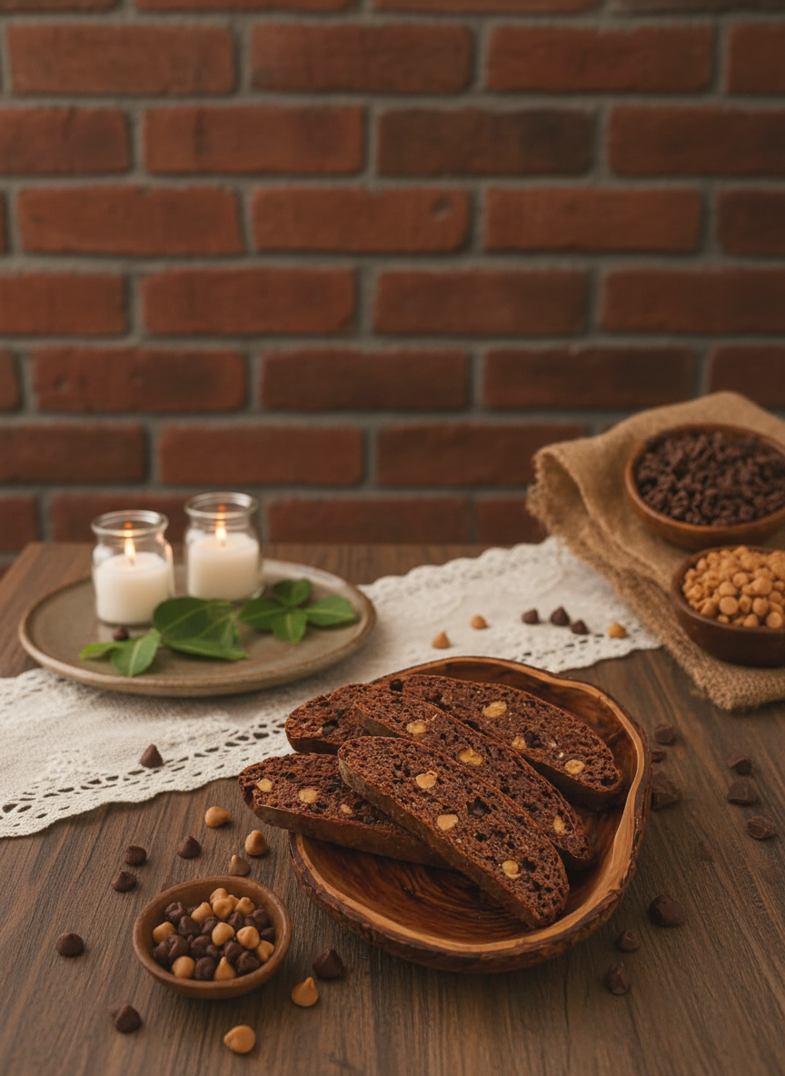 Chocolate peanut butter biscotti