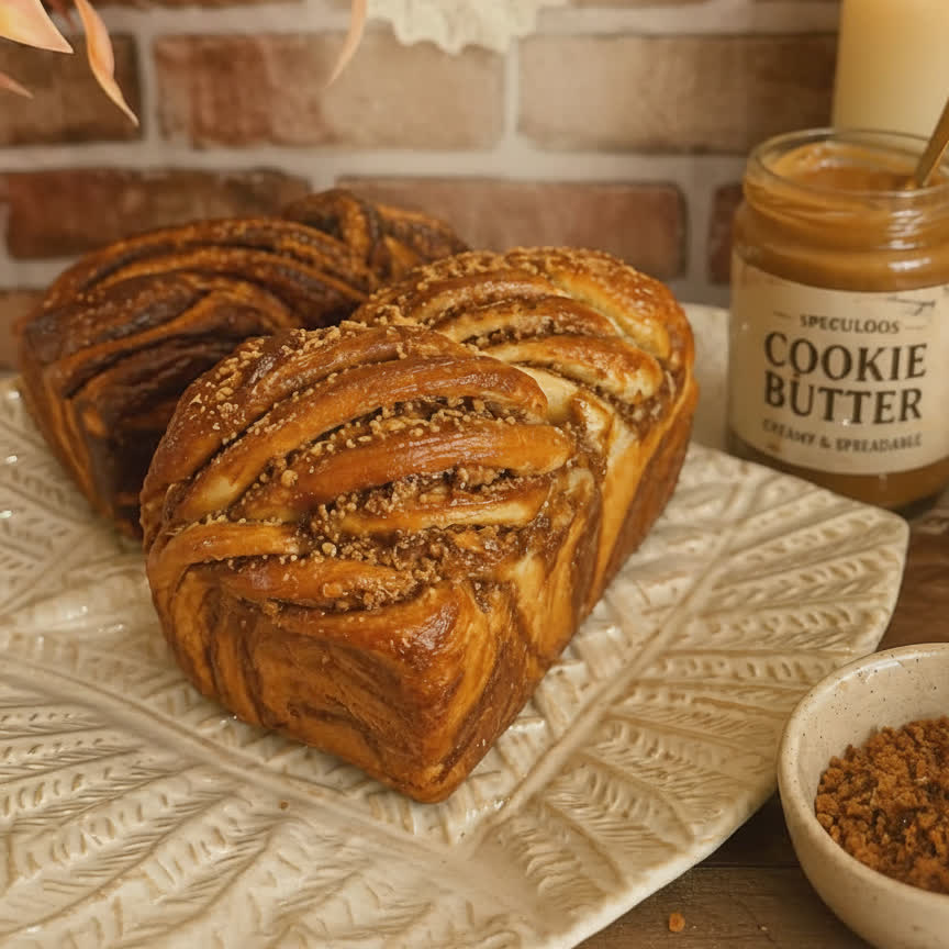 Cookie butter babka with speculoos spice swirl