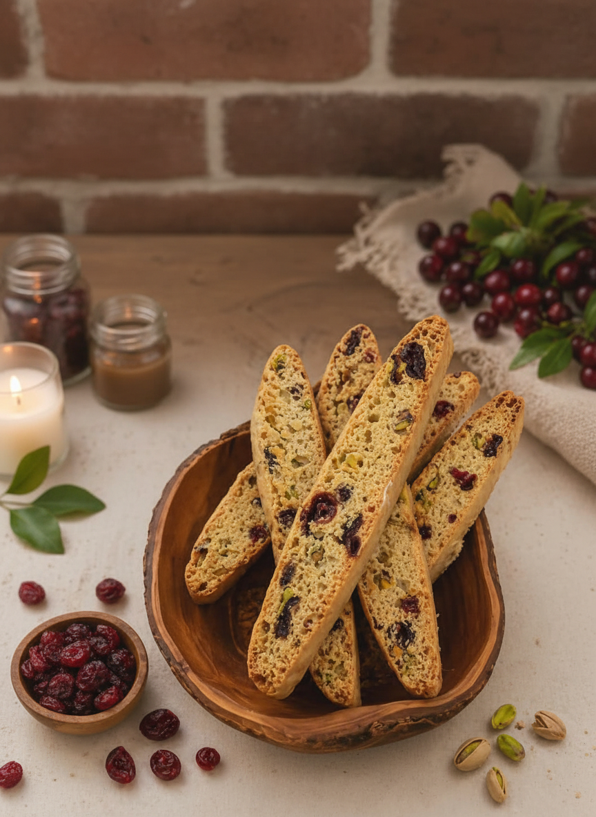 Cranberry pistachio biscotti