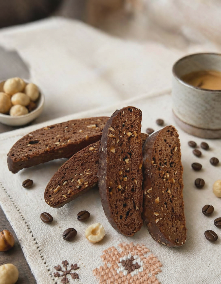 Chocolate hazelnut espresso biscotti