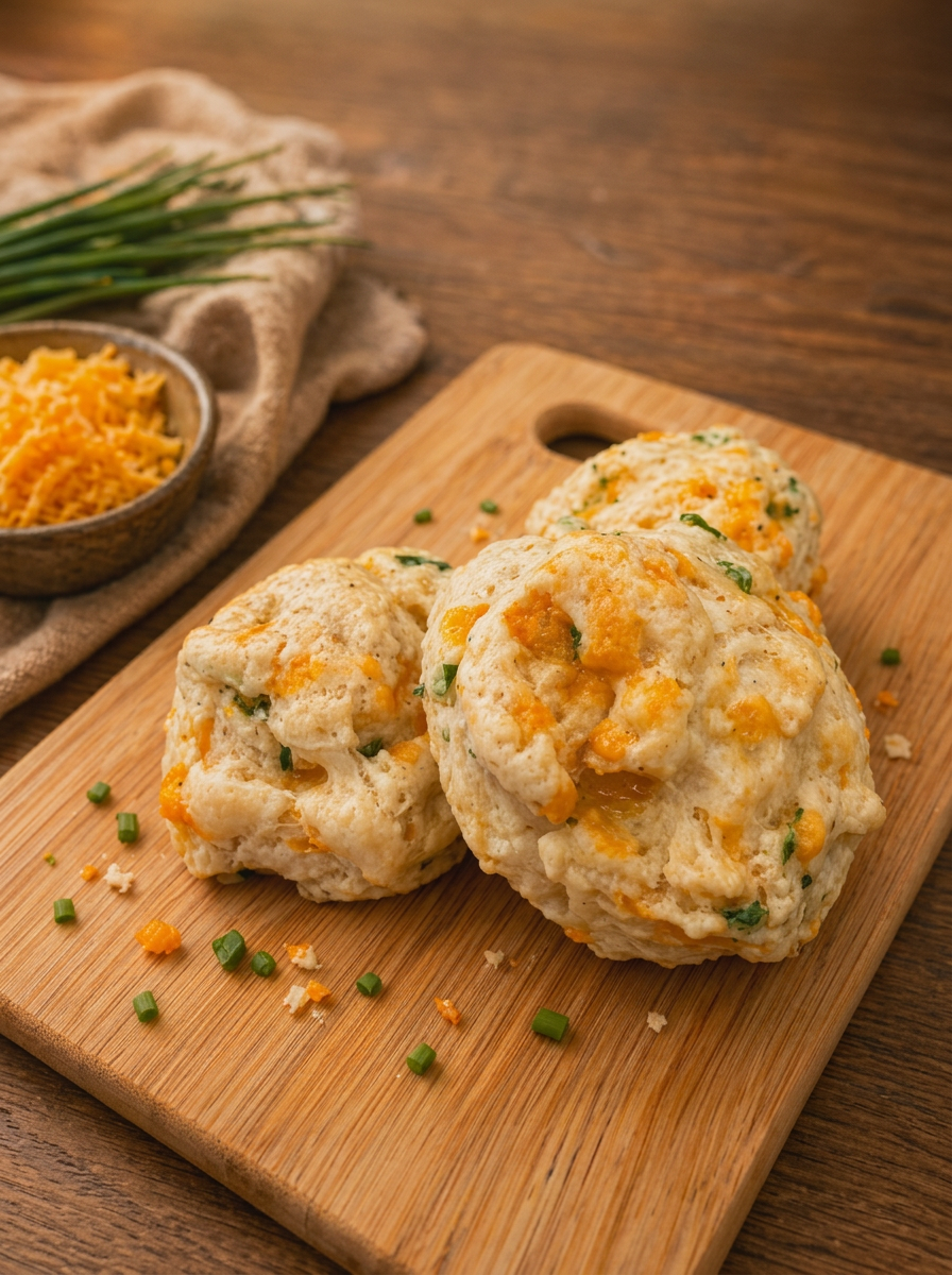 Cheddar chive biscuits fresh from the oven