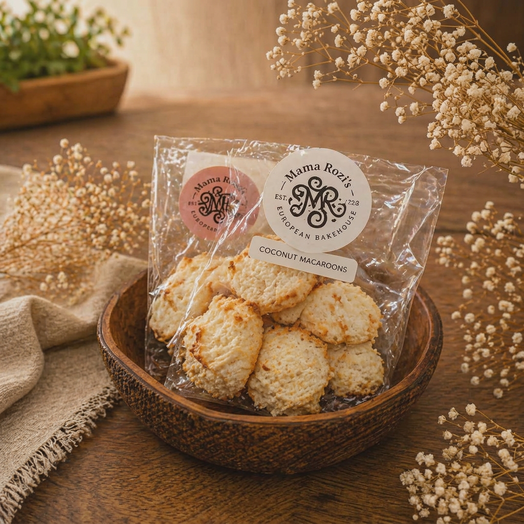 Fresh-baked coconut macaroons on a baking tray