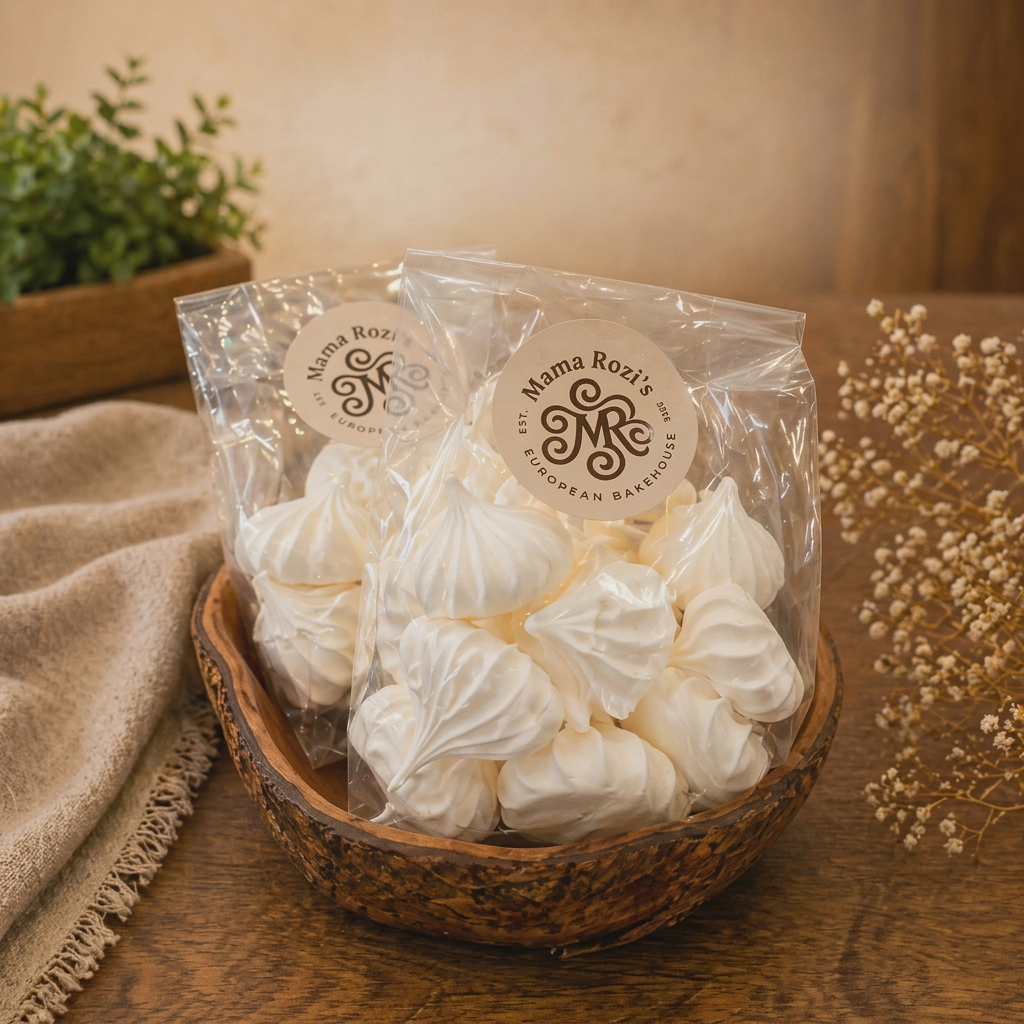 Crisp vanilla meringues piped onto parchment