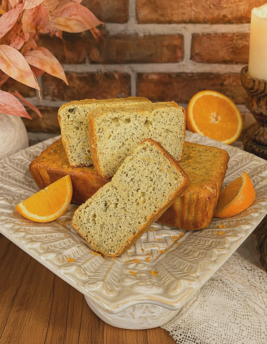 Orange poppy seed tea cake loaf
