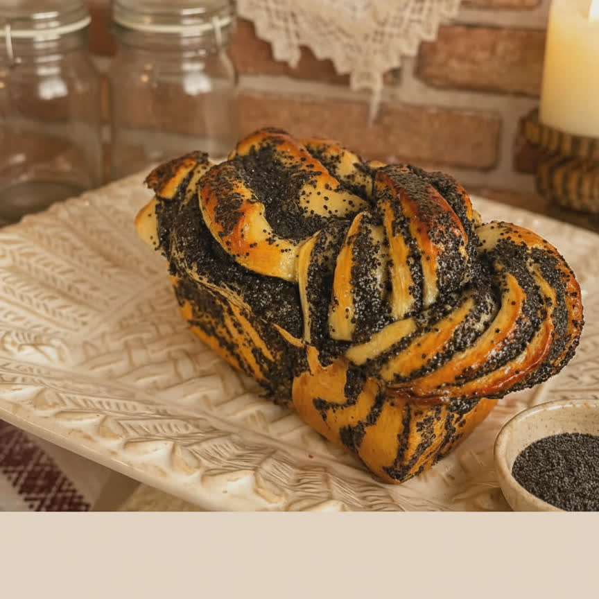 Traditional Hungarian poppy seed babka