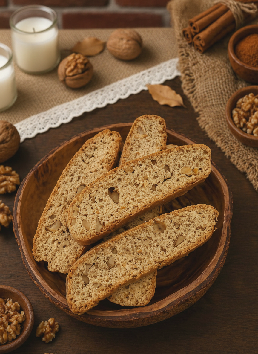 Walnut spice biscotti, twice-baked Italian cookies